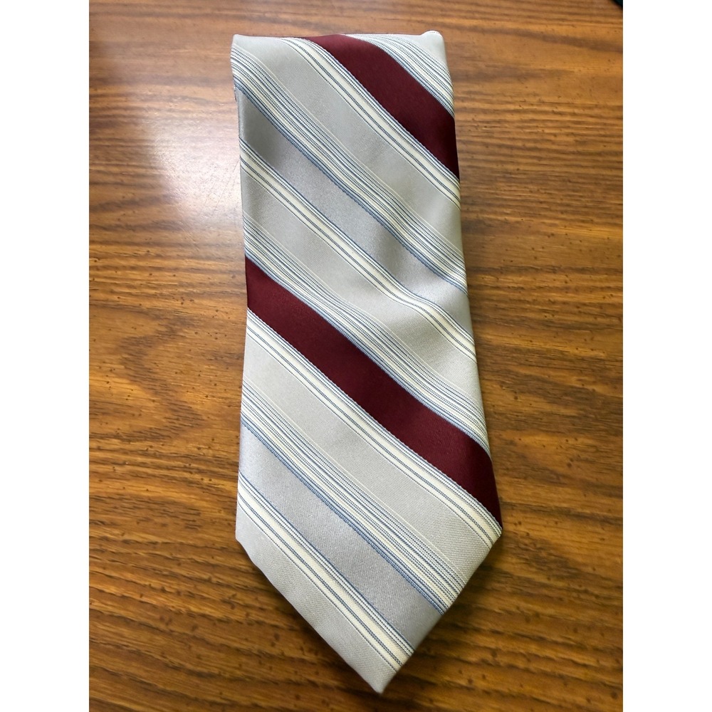7th Ave. Pre owned Grey/Red Striped Mens necktie